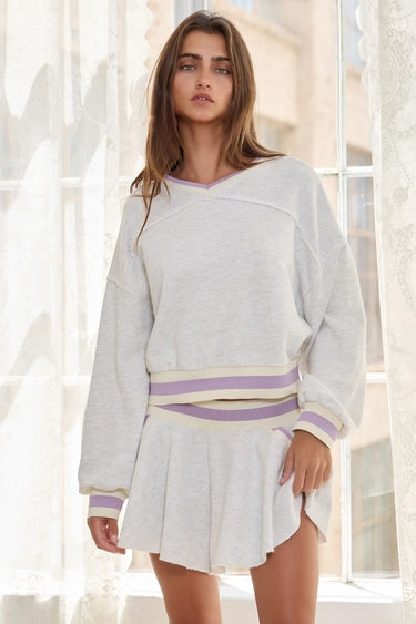 Stripe Elastic Banded Details Solid Set