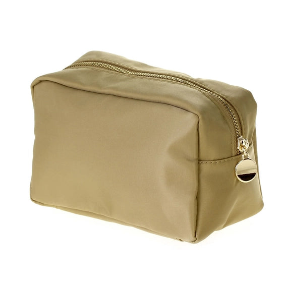 Emma Round Zippered Nylon Cosmetic Pouch Bag