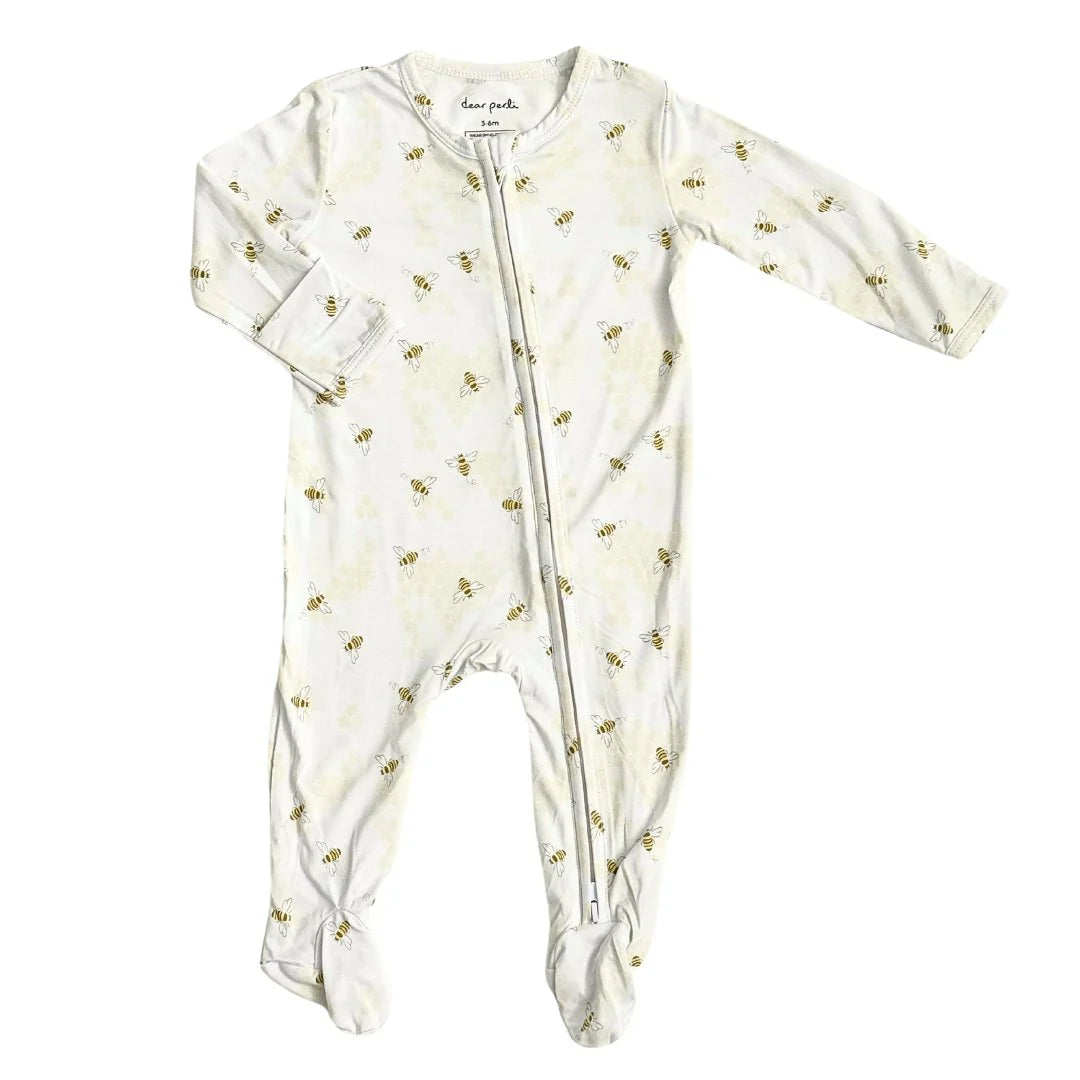 Zippered Footie One Piece in Busy Bees – Cat's On Main