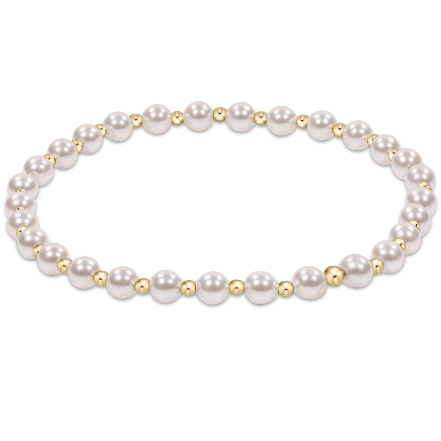 Classic Grateful 4mm Bead Bracelet- Pearl