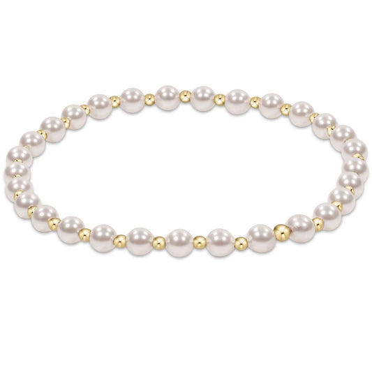 Classic Grateful 4mm Bead Bracelet- Pearl