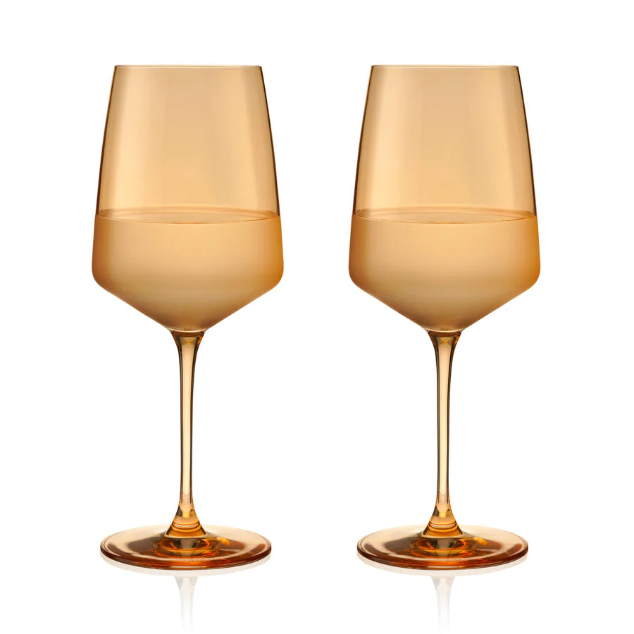 Reserve Nouveau Crystal Wine Glasses in Topaz