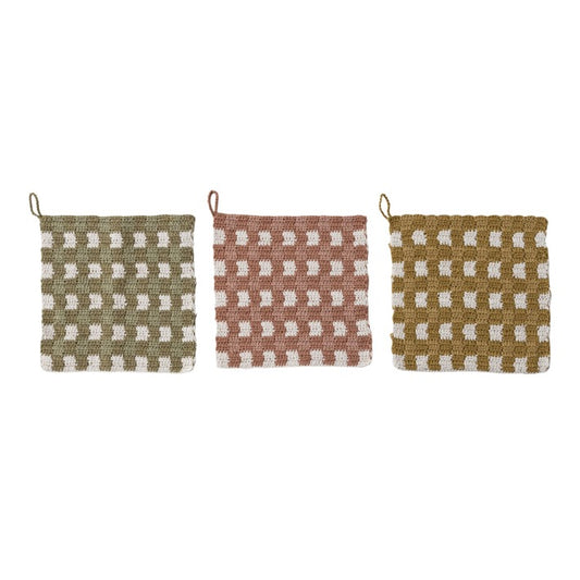 8" Square Cotton Crotched Pot Holder