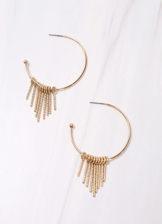 Barlett Hoop Earring with Fringe Gold