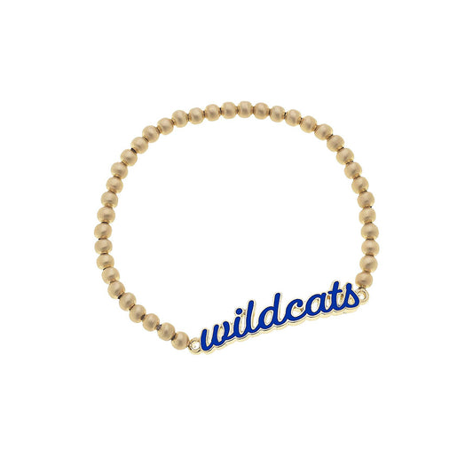 Wildcats Enamel Script Stretch Bracelet in Blue