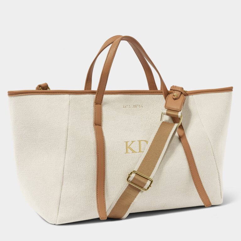 Capri Canvas Tote Bag Tan/Off White