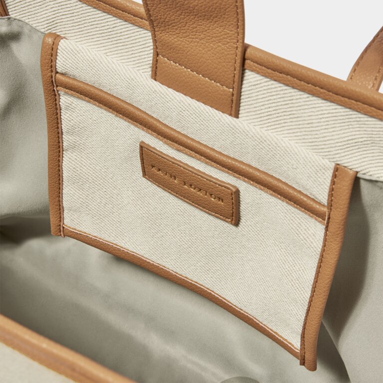 Capri Canvas Tote Bag Tan/Off White