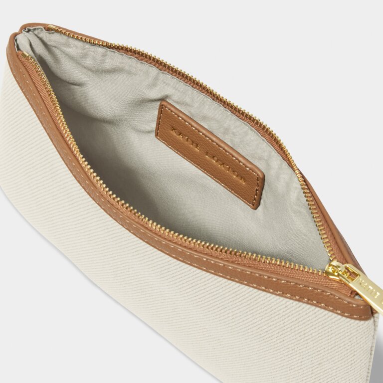 Capri Canvas Pouch Tan/Off White