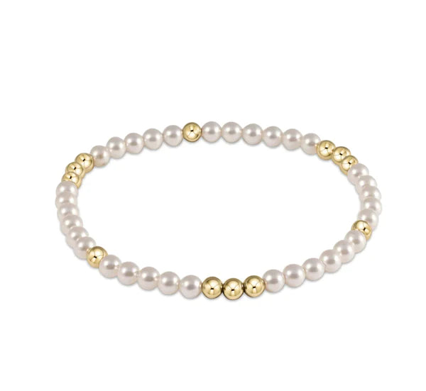 Worthy Pattern 3mm Bead Bracelet - Pearl