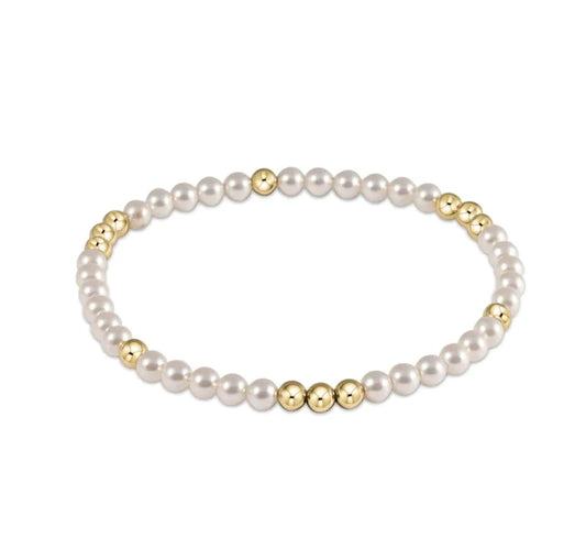 Worthy Pattern 3mm Bead Bracelet - Pearl