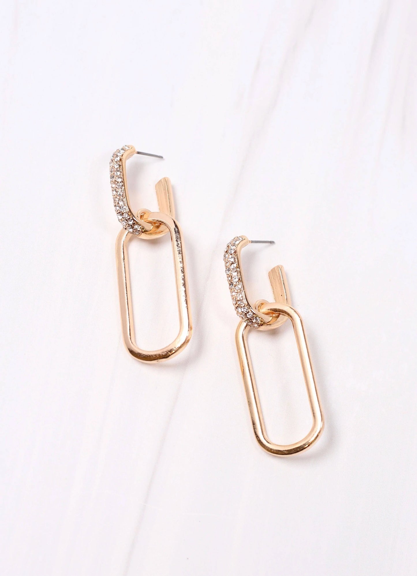 Nampa CZ Link Drop Earring Gold