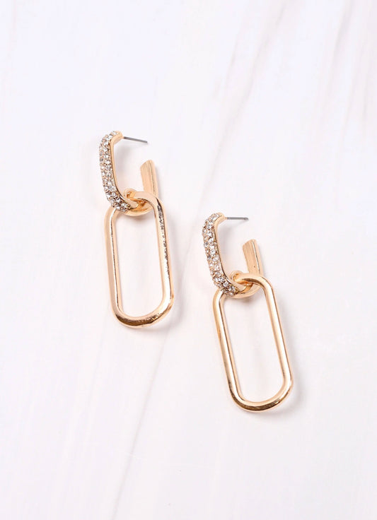 Nampa CZ Link Drop Earring Gold