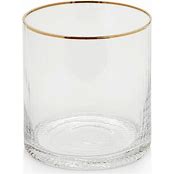 Optic Rock Glass Clear W/Gold Rim