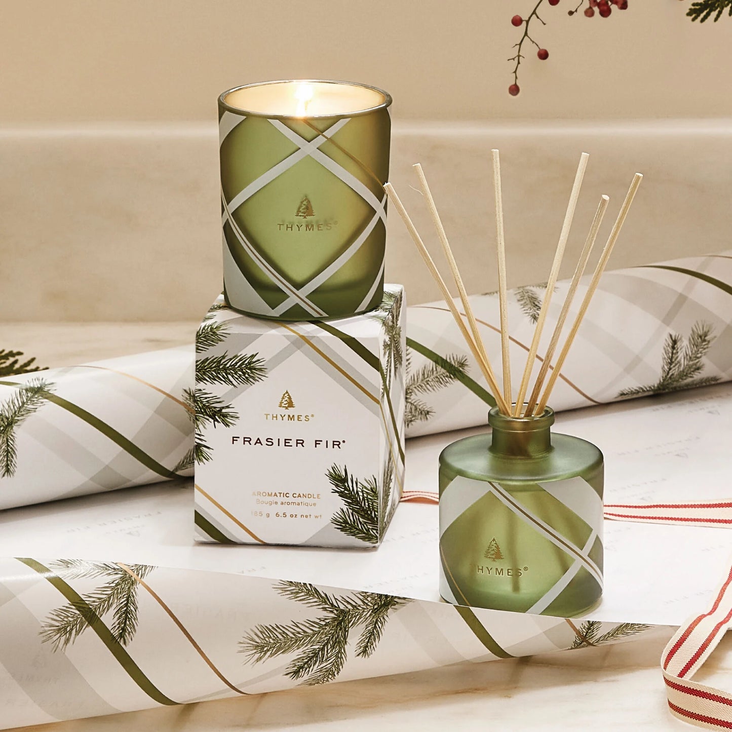 Frasier Fir Frosted Plaid 6.5 oz Poured Candle