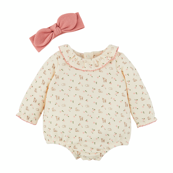 Ditsy Deer Baby Romper & Headband Set