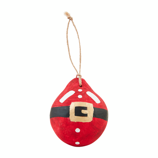 Santa Belt Painted Papier-Mache Ornament