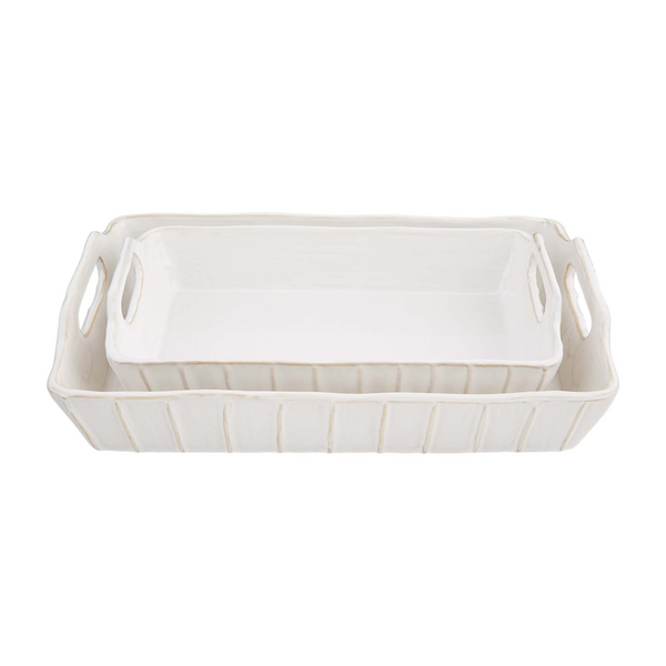 White Stoneware Baking Dish Set