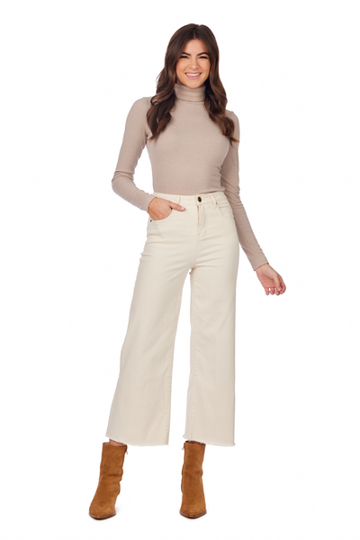 Crawford Wide Leg Jeans Tan