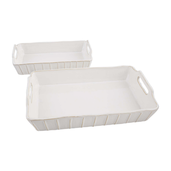 White Stoneware Baking Dish Set