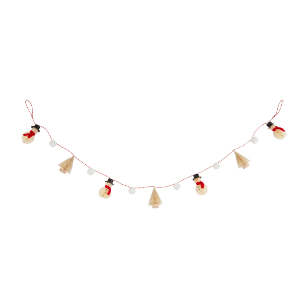 Snowman Bottlebrush Tree Garland