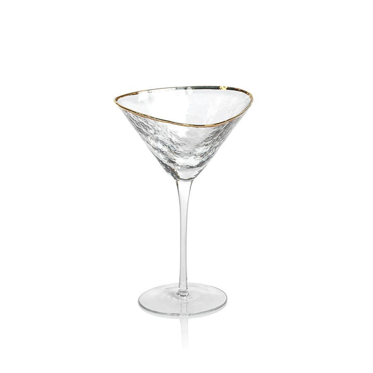 Aperitivo Triangular Martini Glass Clear W/Gold Rim